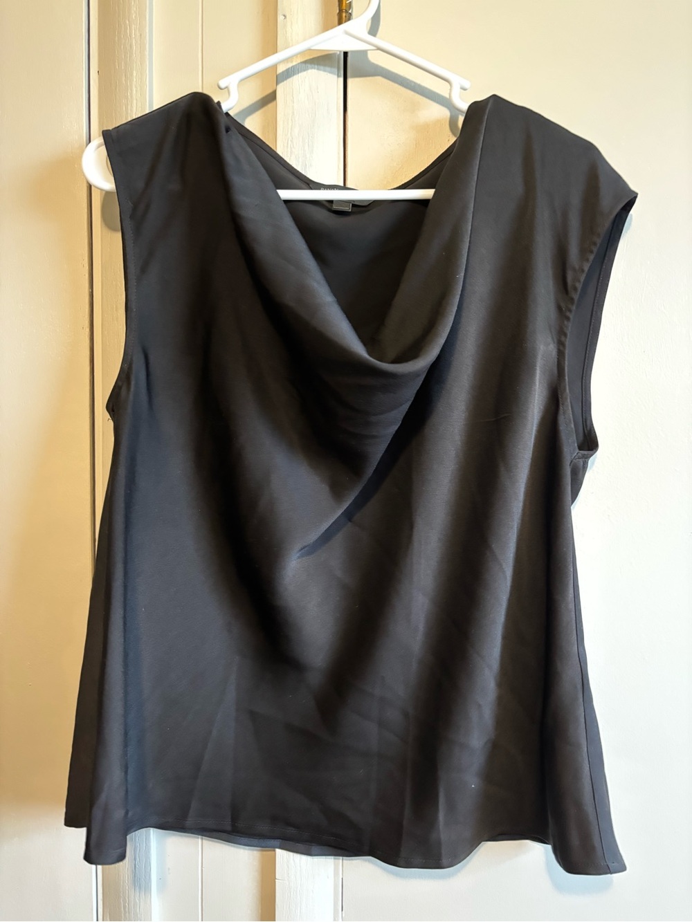 Black satin cowl neck blouse